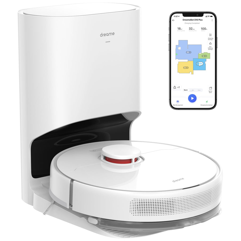 Dreame D10 Plus Gen 2 Robot Vacuum with automatic dust collection system.