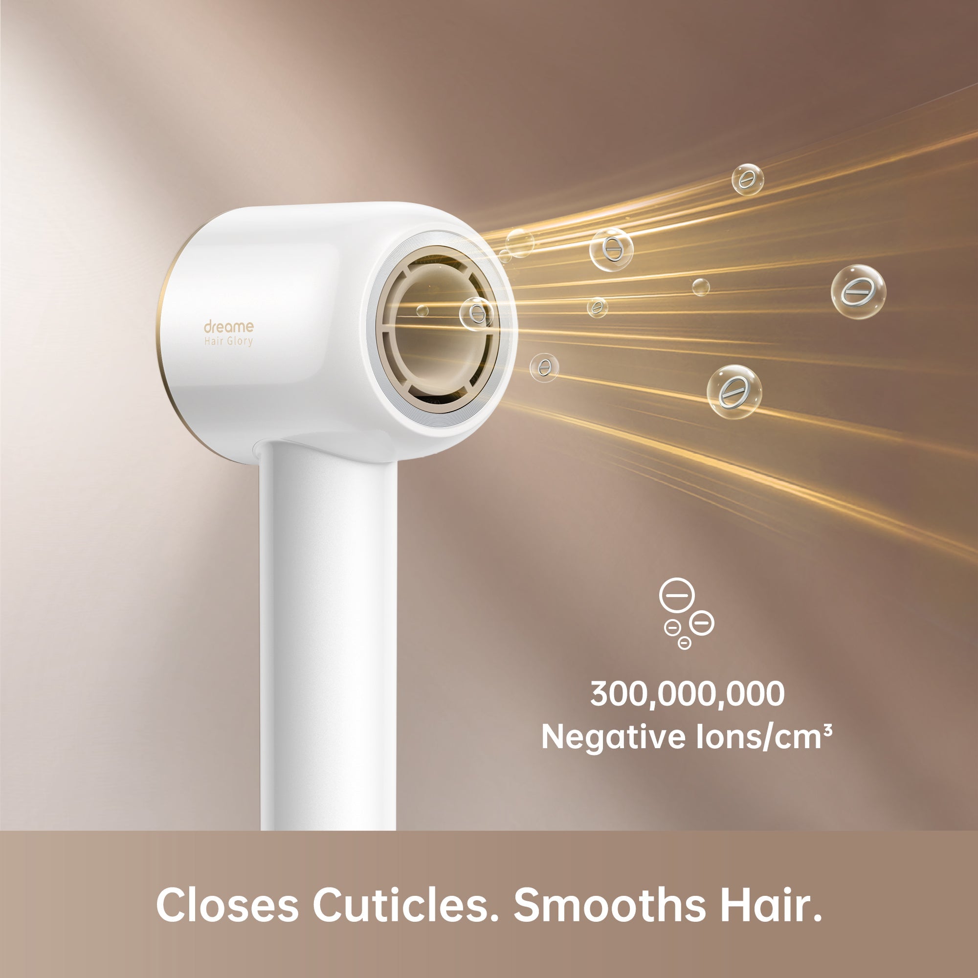 Dreame Hair Glory hair dryer with 300 million negative ions for smooth hair