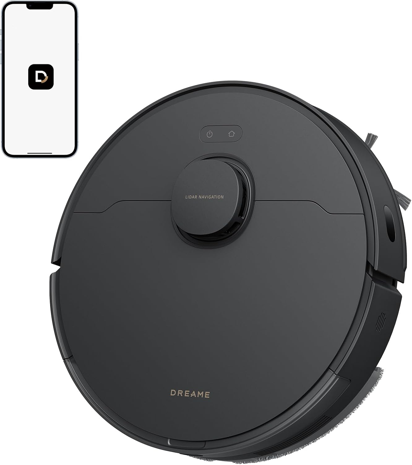 DREAME D20 Robot Vacuum, 13,000Pa Suction Power, DuoBrush for Zero Tangled Hair, LDS Navigation, 2-in-1 Vacuum & Mop, 5,200mAh Change to 285 mins Battery life, 2 Years Warranty, Black