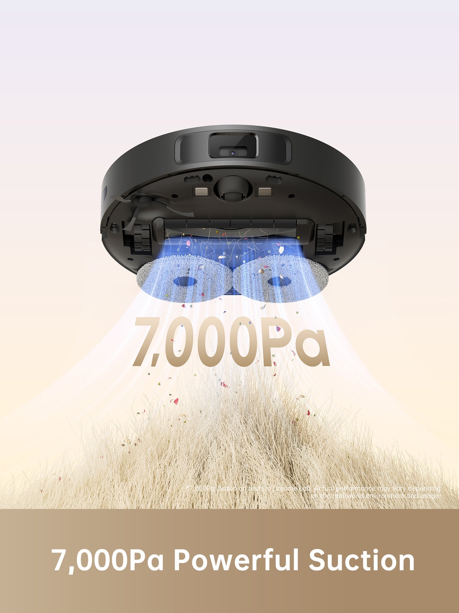Dreame L10s Plus with 7,000Pa suction power lifting dirt and debris