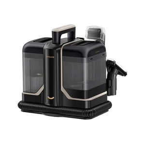 Dreame N10 Portable Carpet Spot Cleaner with dual water tanks and hose attachment.