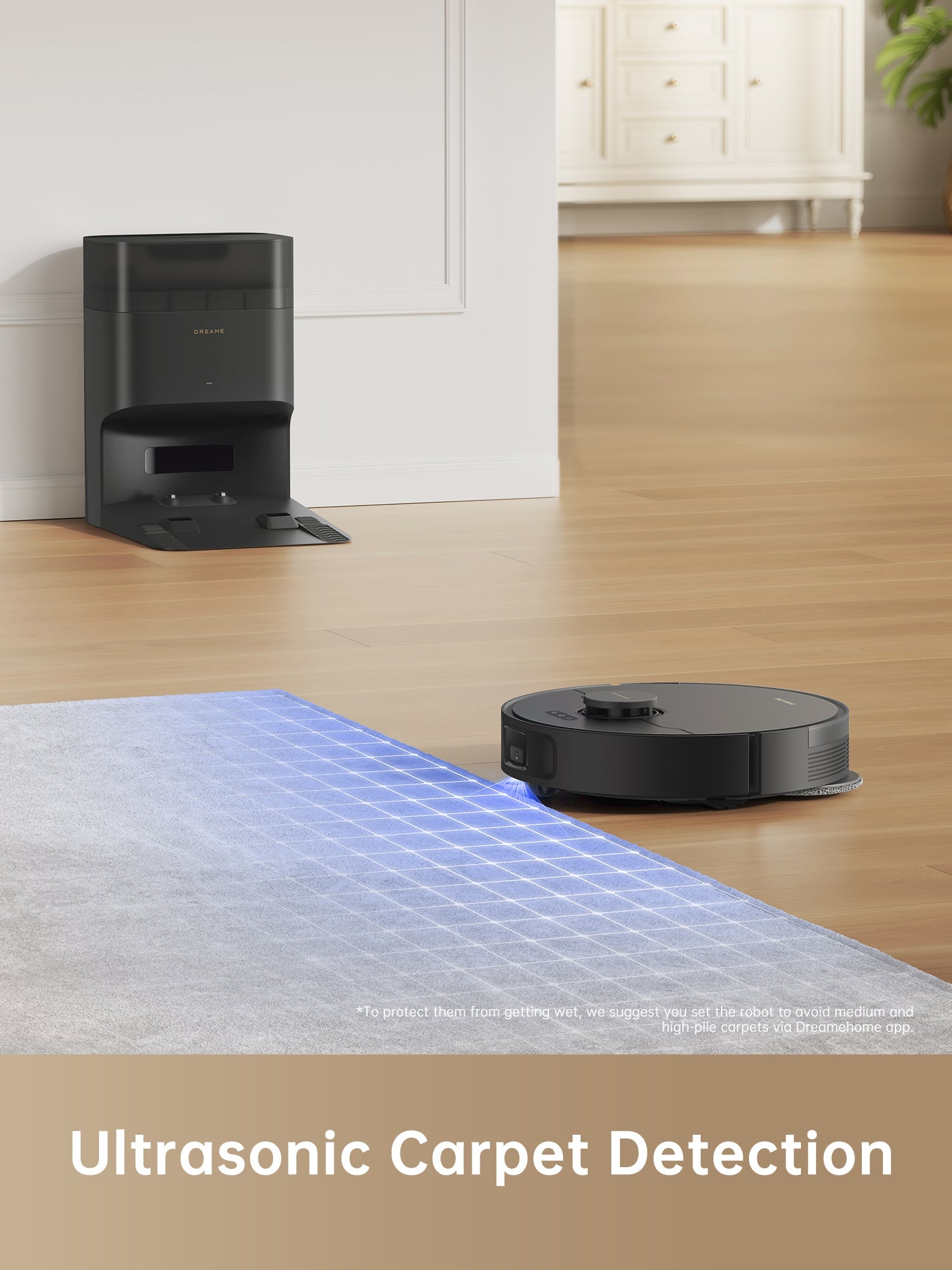 Dreame L10s Plus Robot Vacuum with ultrasonic carpet detection functionality