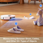Load image into Gallery viewer, Dreame L10s Pro Ultra Robot Vacuum avoiding obstacles on wooden floor.
